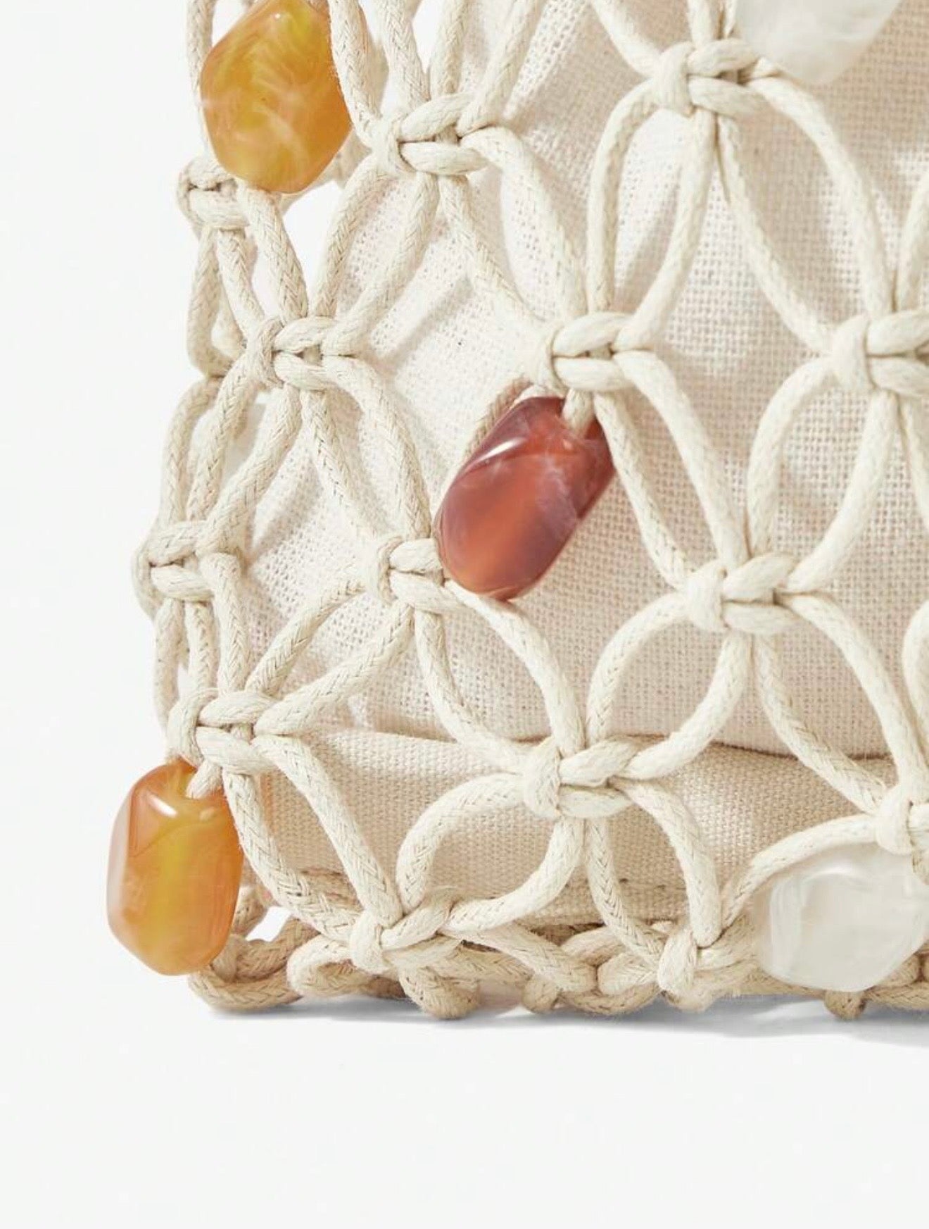 TOP HAND WOOVEN BEACH HANDBAG WITH COLORFUL BEADS
