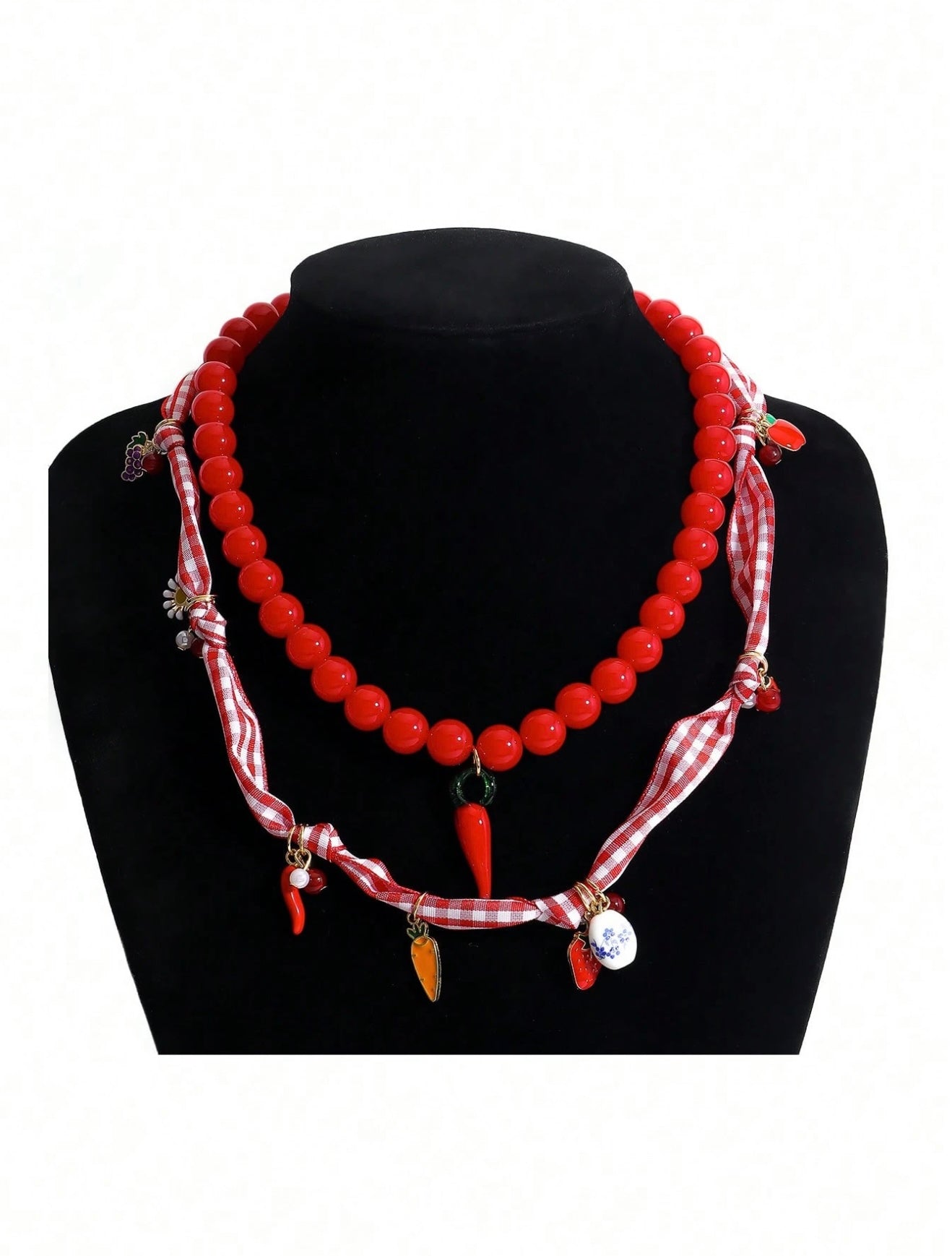 CHILI STRAWBERRY BEADED NECKLACE SET