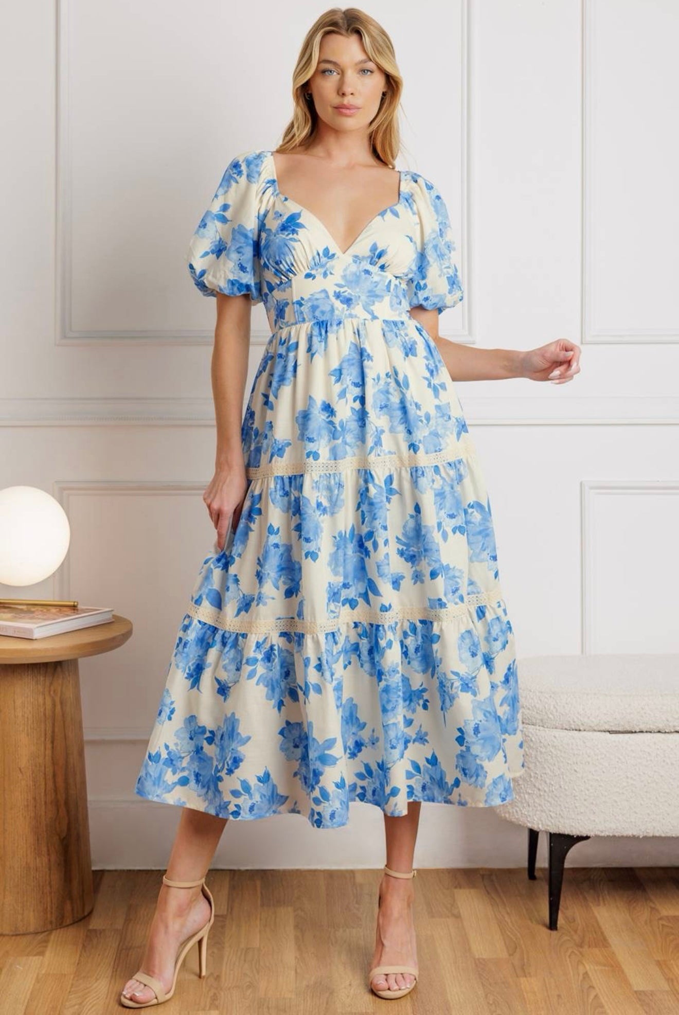 PRINTED WOVEN MIDI DRESS