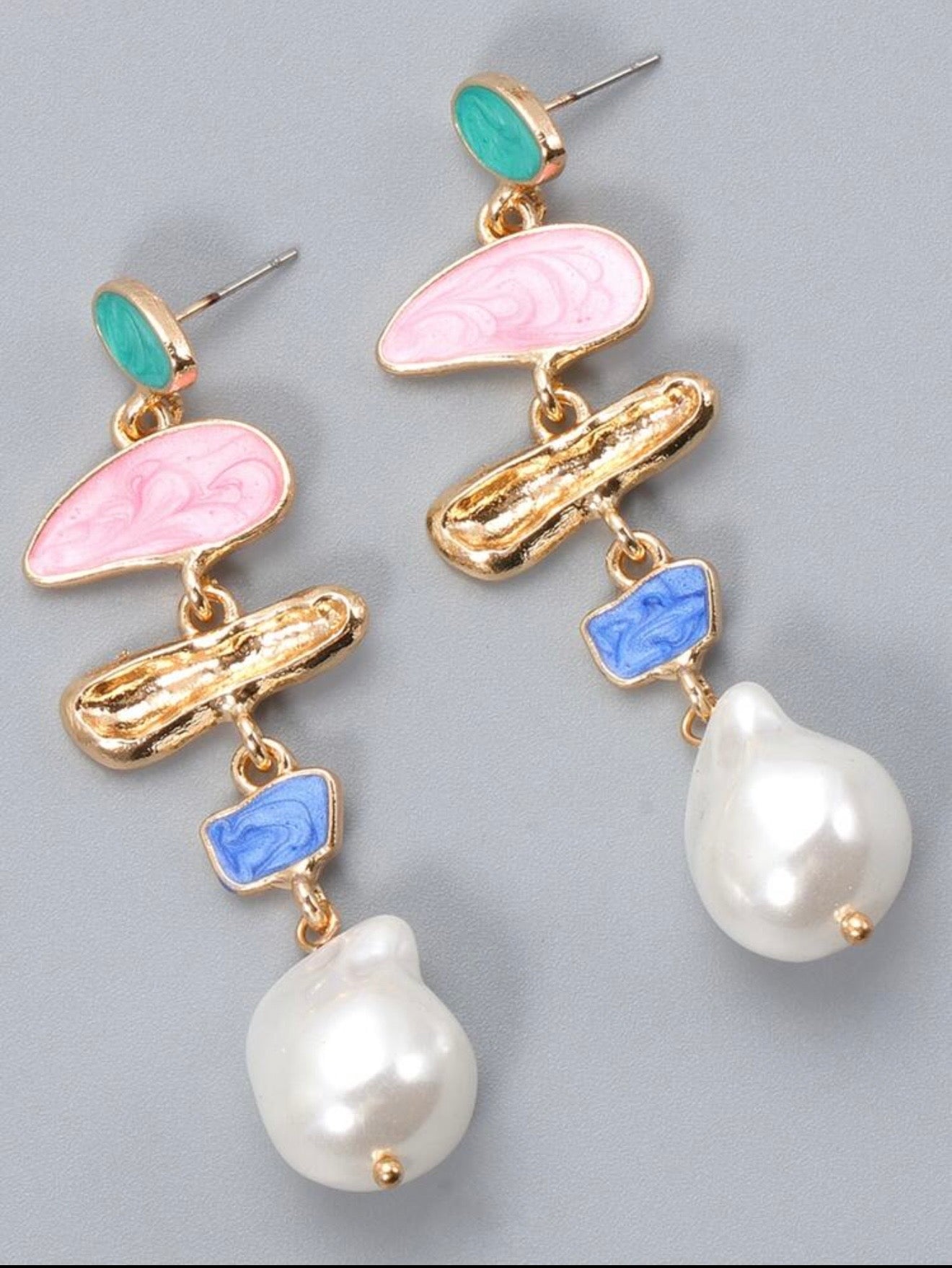 FAUX PEARL MULTICOLOR DROP EARRINGS
