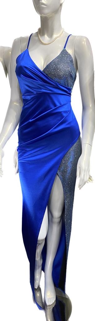 MAXI SATIN PARTY DRESS WITH SIDE SLIT