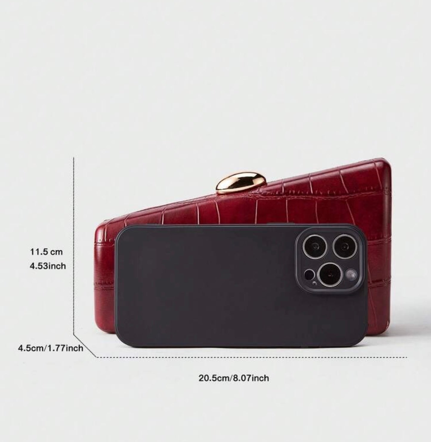 CROCODILE EMBOSSED CHAIN ASKED ASYMMETRIC EVENING CLUTCH BAG