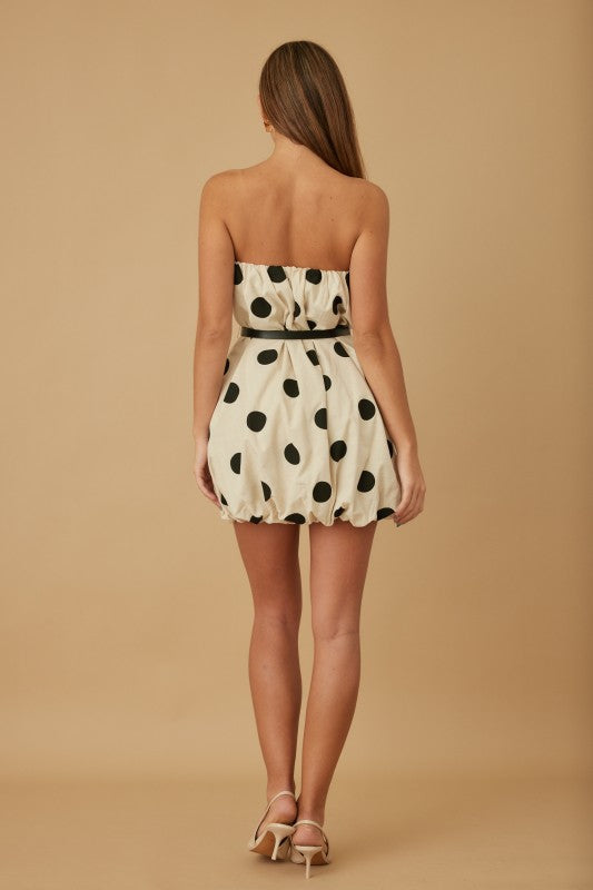 BUBBLE LINEN POLKA DOT MINI DRESS