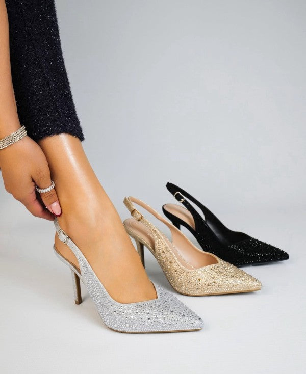 RHINESTONE SLINGBACK DRESS HEELS