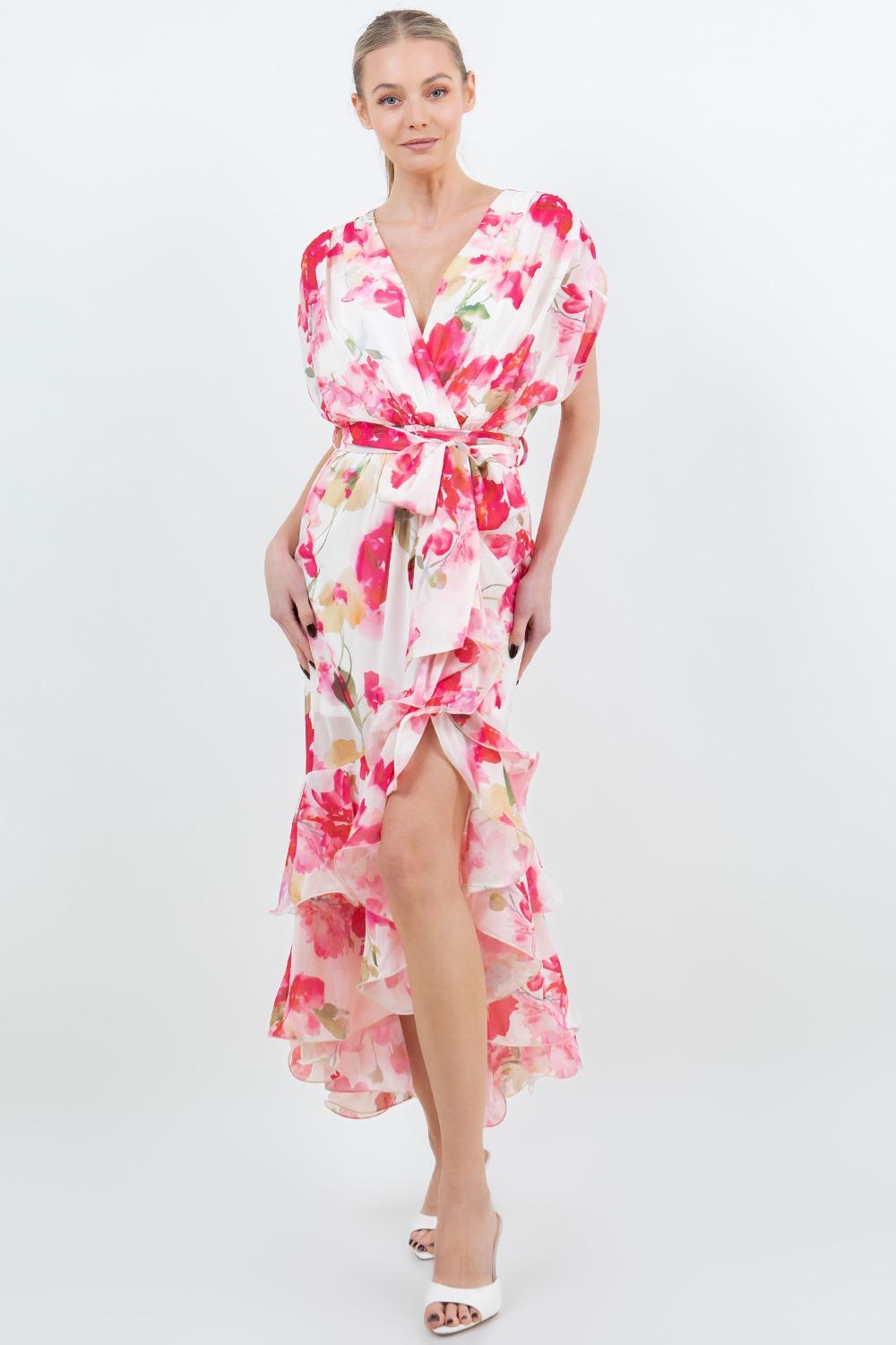 strapless open back dress Mac Duggal Asymmetrical Ruffled Halter Gown main image 0