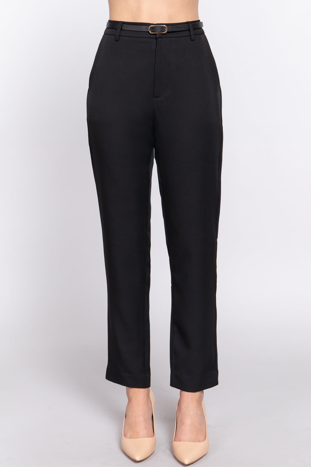 CLASSIC BELTED WOVEN PANTS