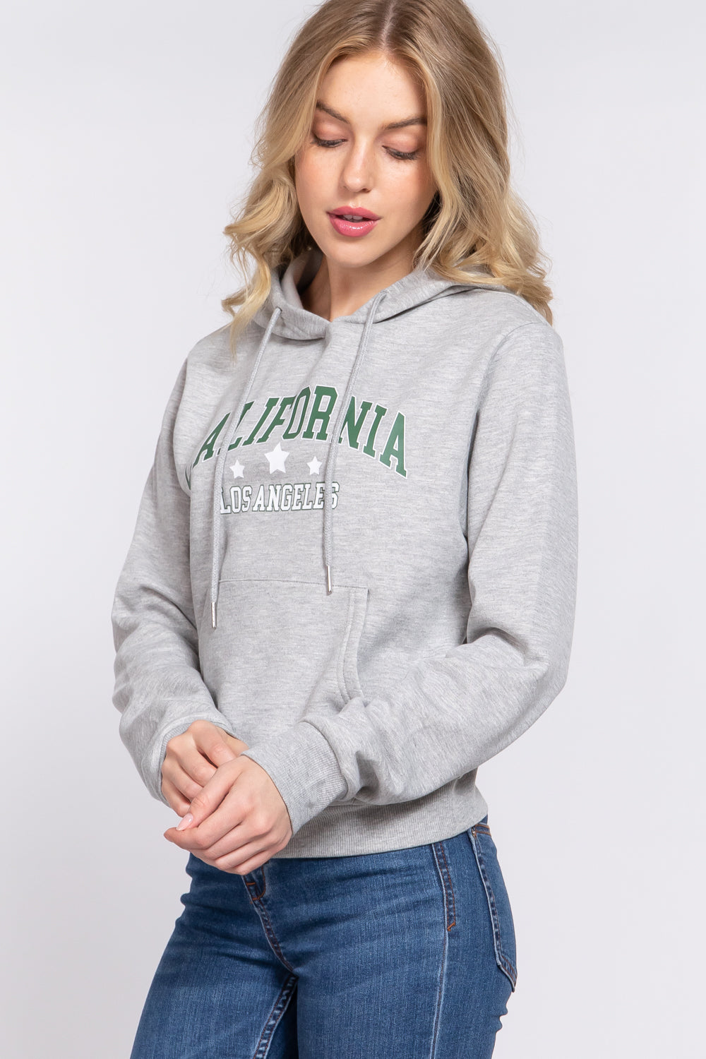 SCREEN PRINT FRENCH TERRY HOODIE TOP