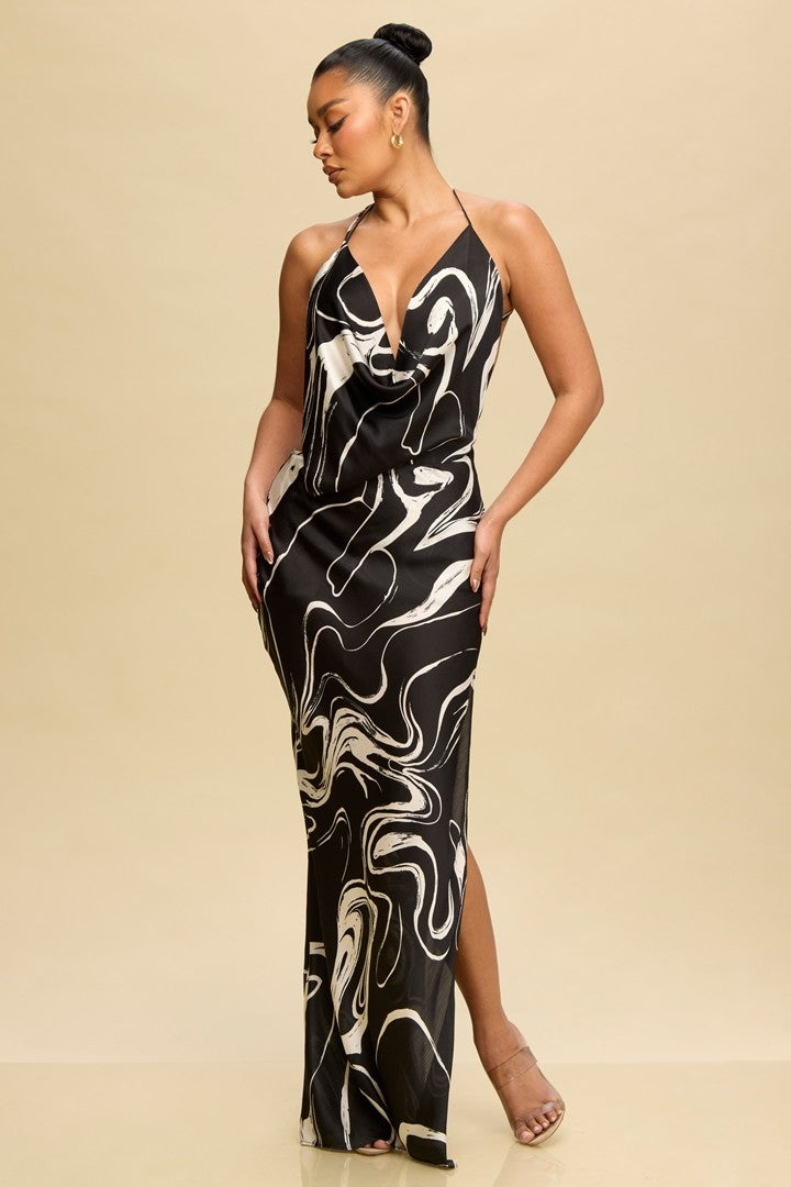 Swirls Cowl Slip Dress