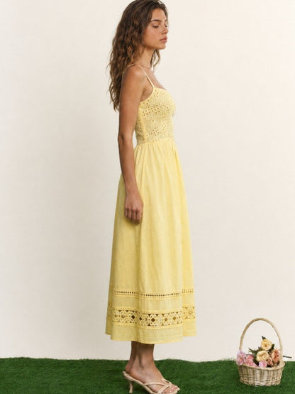 EYELET LACE MIDI DRESS