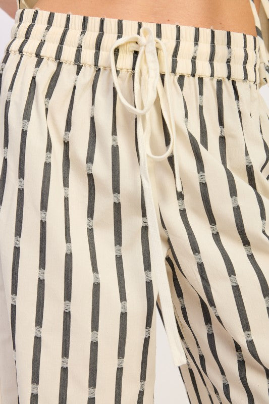STRIPED TUBE TOP WITH FRONT TIE & PANTS SETS