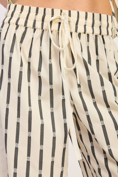 STRIPED TUBE TOP WITH FRONT TIE & PANTS SETS