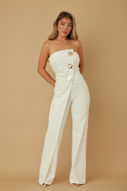 OPEN FLAP LAYER STRAPLESS JUMPSUIT
