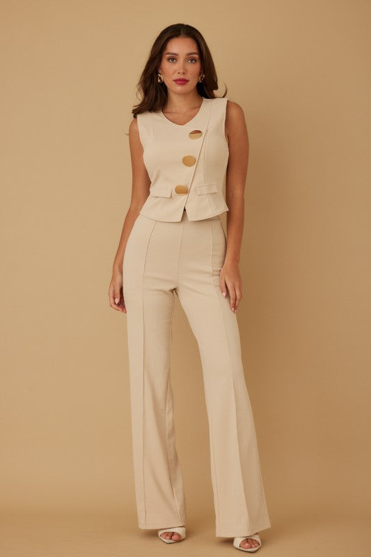 BLAZER CONTRAST TOP PANTS SET