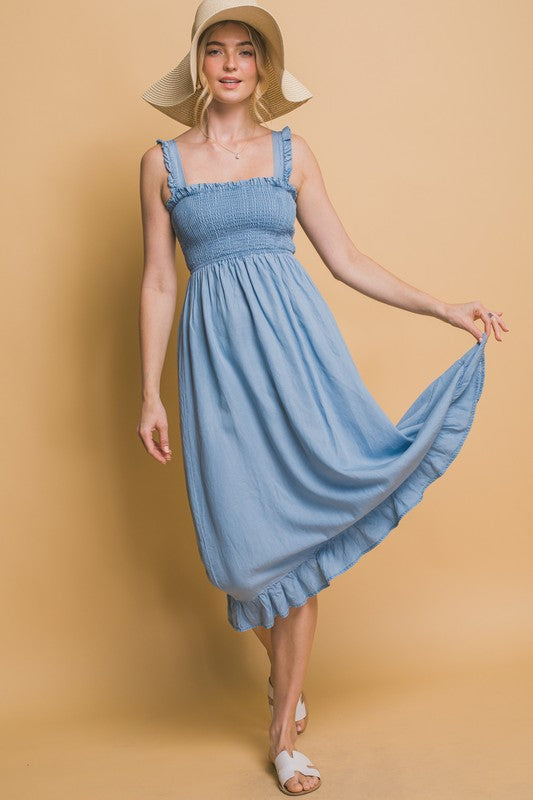 SMOCKED MAXI DRESS