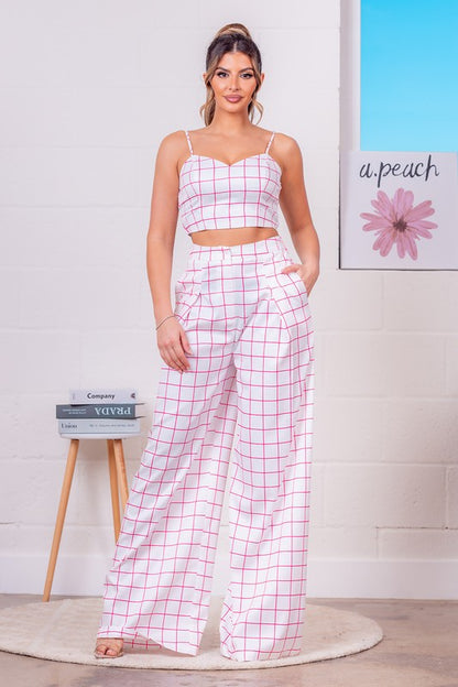 PLAID CROP TOP AND PANTS SET