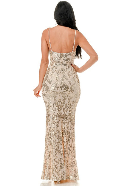 SEQUIN EMBELLISHED SWEETHEART CORSET MAXI DRESS