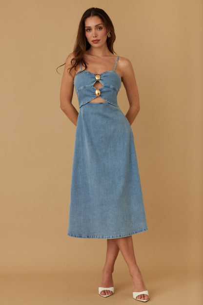 DENIM MEDI CASUAL DRESS