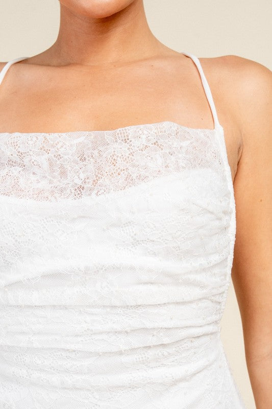 BEADED LACE MIDI PARTY DRESS