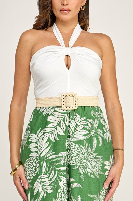 HALTER JUMPSUIT W/ CONTRAST BOTTOM