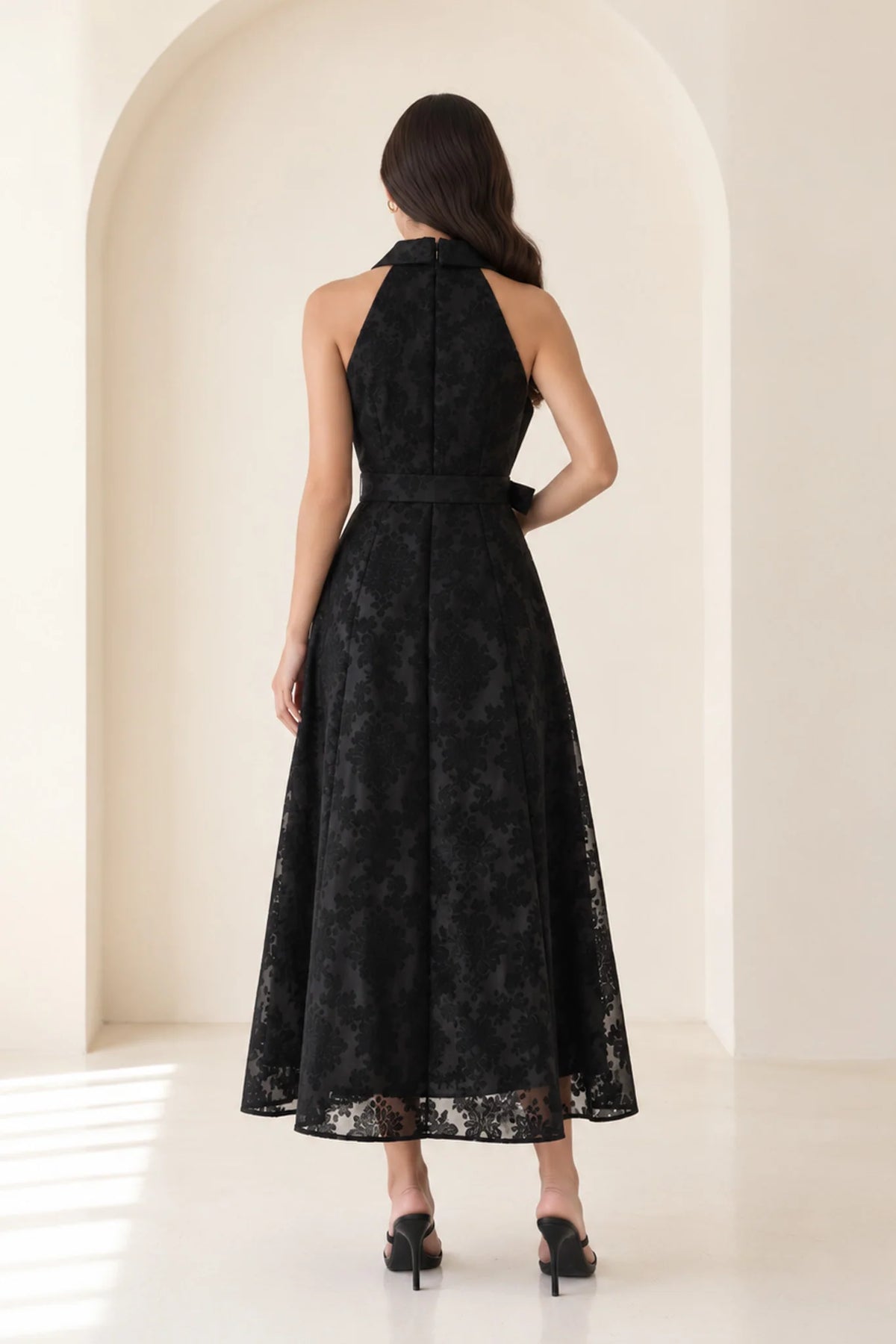 MIDI WAIT BELTED DRESS