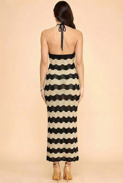 HALTER TIE BACK MAXI DRESS