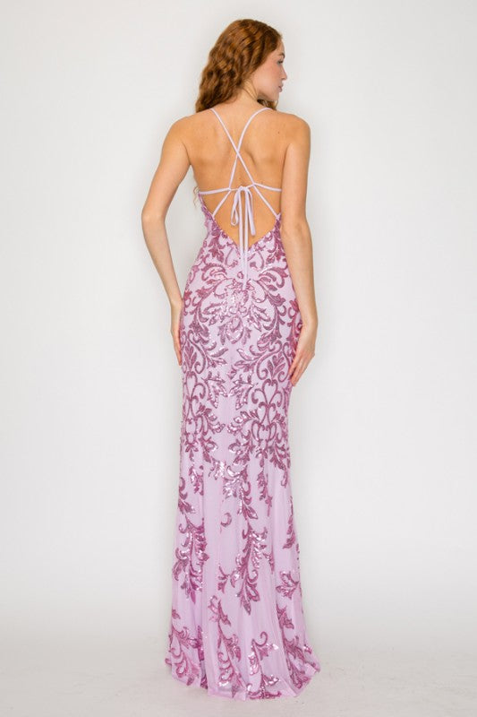 Sequin Embellished Criss Cross Maxi Dress
