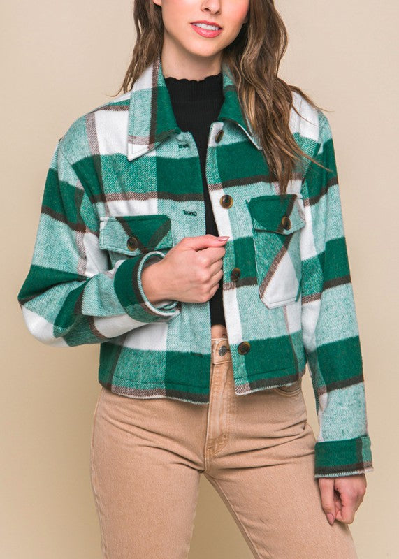 Yarn Dyed Plaid Button Up Jacket