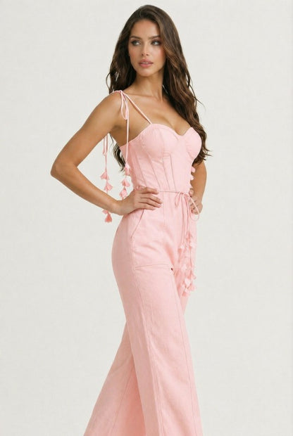 CORSET BODICE WIDE LEG JUMPSUIT