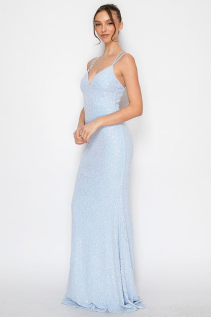 BEADED CORSET MESH MERMAID MAXI COCKTAIL DRESS