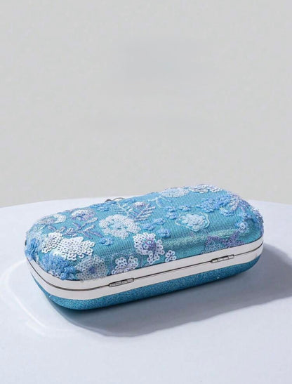 FLORAL SEQUIN EVENING CLUTCH BAG