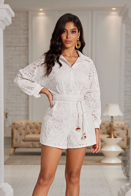 LONG SLEEVES EMBROIDERED ROMPER