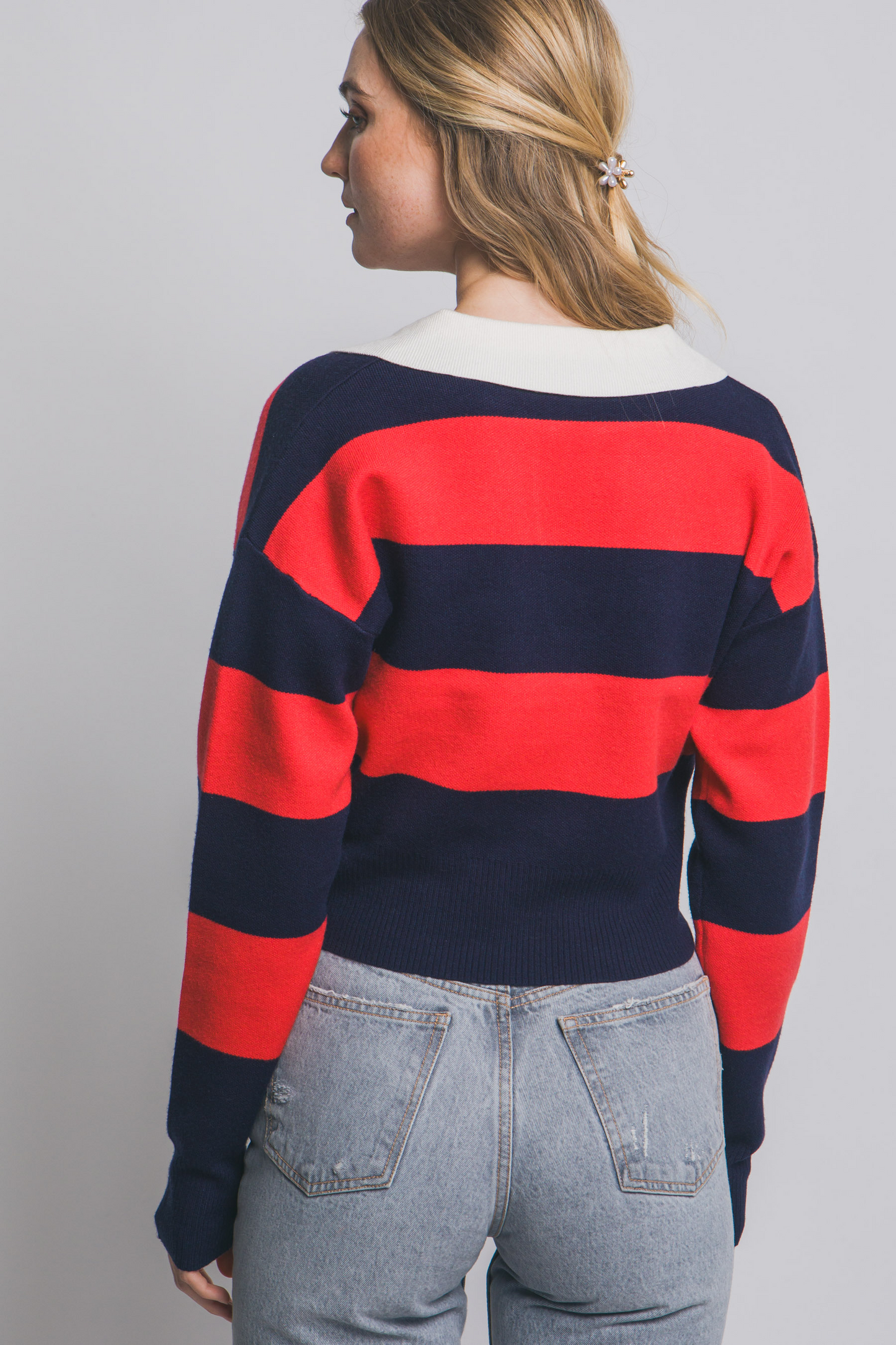 STRIPE POLO SWEATER