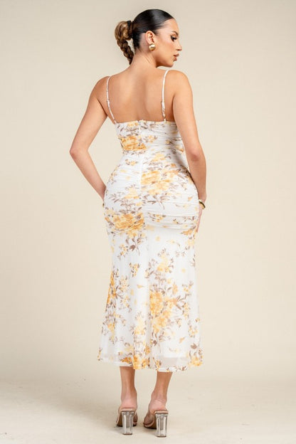 MESH PRINT MIDI SUMMER DRESS