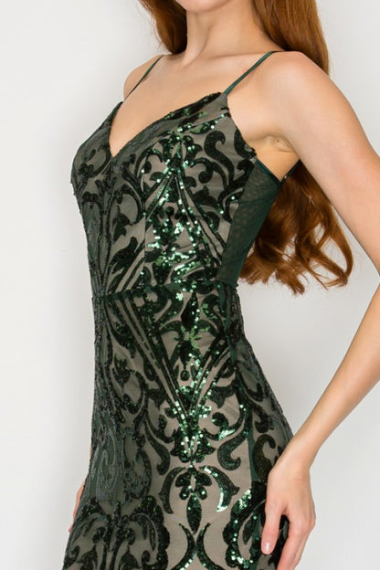 SEQUIN EMBELLISHED CORSET MAXI MERMAID COCKTAIL DREAS