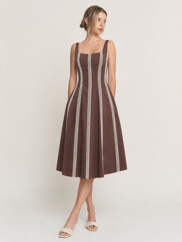 LACE TRIM DETAIL MIDI DRESS
