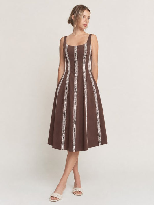 LACE TRIM DETAIL MIDI DRESS