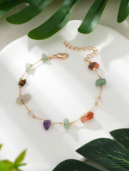 COLORFUL NATURAL STONE BEADED BRACELET