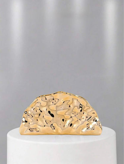 VINTAGE METAL FAN SHAPED EVENING CLUTCH BAG