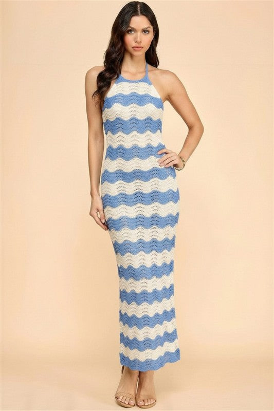 HALTER TIE BACK MAXI DRESS