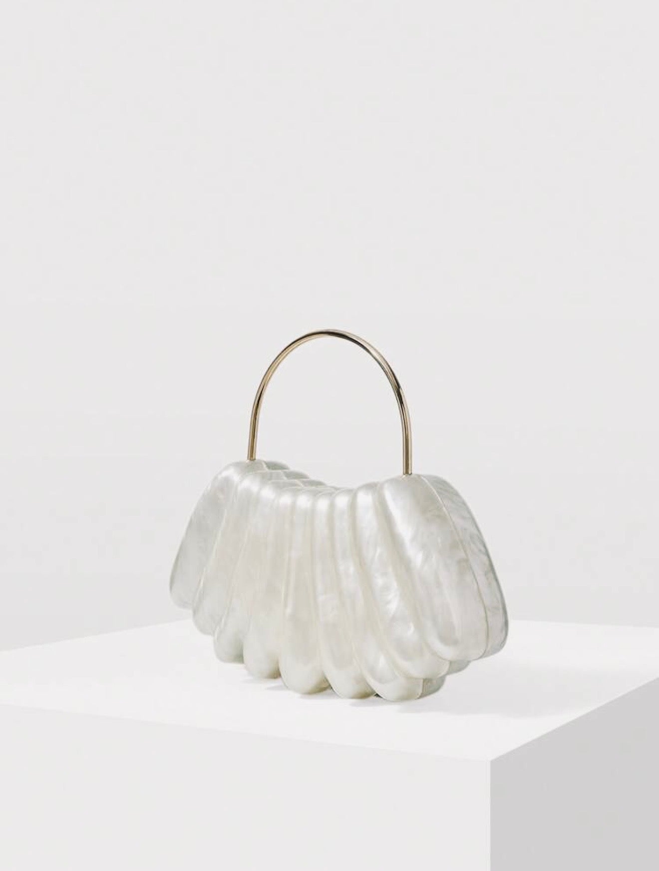 ACRYLIC SHELL SHAPED EVENING CLUTCH BAG