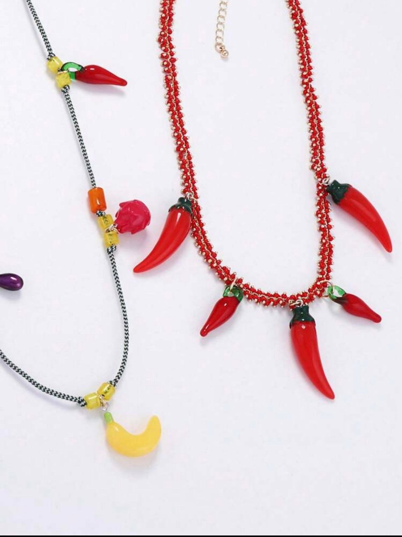 CASUAL EXAGGERATED CHAIN CHILI PENDANT NECKLACE