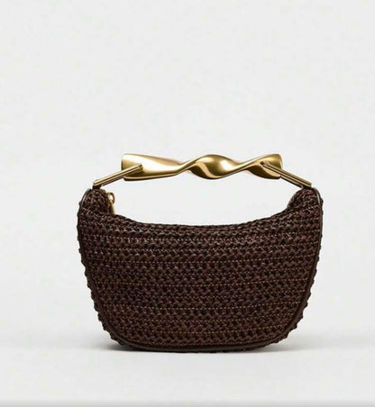 WOVEN METALLIC CUMMER CLUTCH BAG