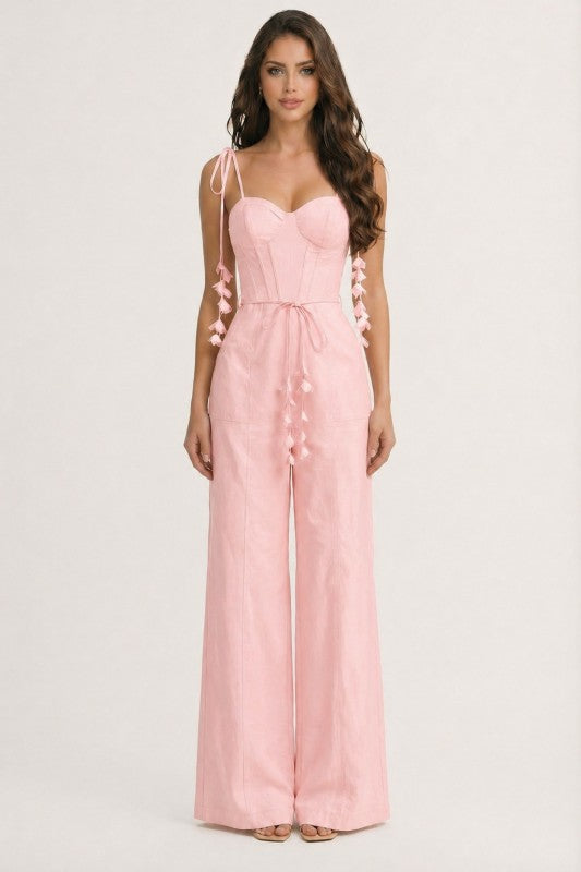 CORSET BODICE WIDE LEG JUMPSUIT