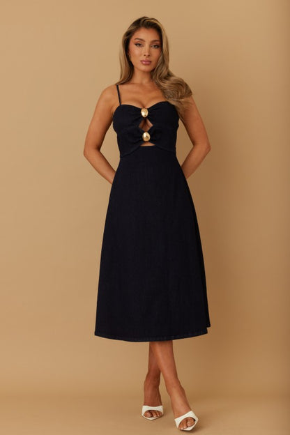 DENIM MEDI CASUAL DRESS