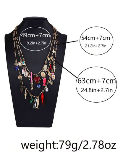 BOHEMIAN MULTILAYER CHARM NECKLACE