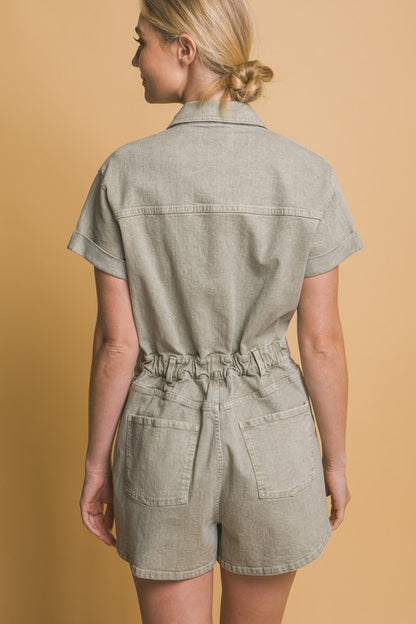 DENIM BUTTON DOWN ROMPER