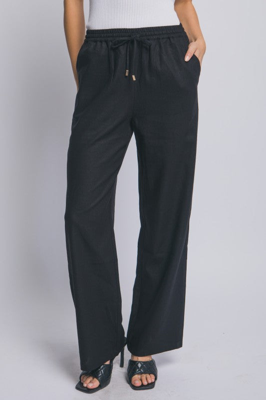 LINEN WIDE LEG PULL ON PANTS