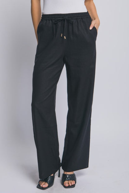 LINEN WIDE LEG PULL ON PANTS