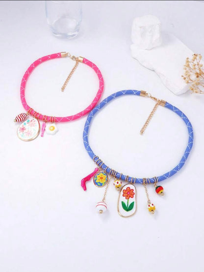 2 PCS CHARMS NECKLACE SET