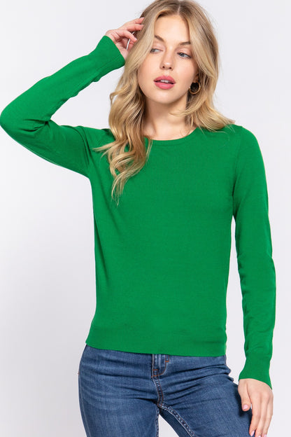 LONG SLEEVE CREW NECK BASIC SWEATER